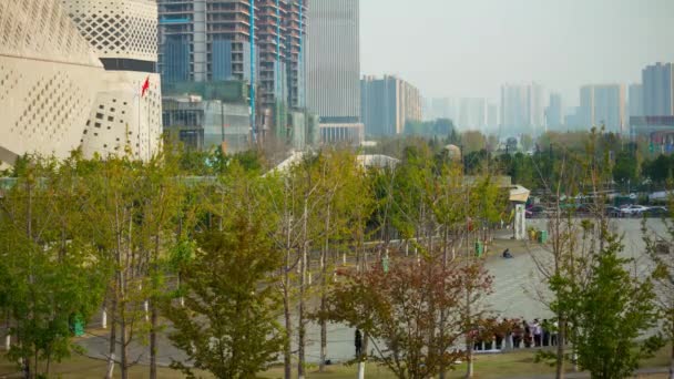 Nachtvlucht Nanjing Stadsverkeer Luchtfoto Panorama Beeldmateriaal — Stockvideo