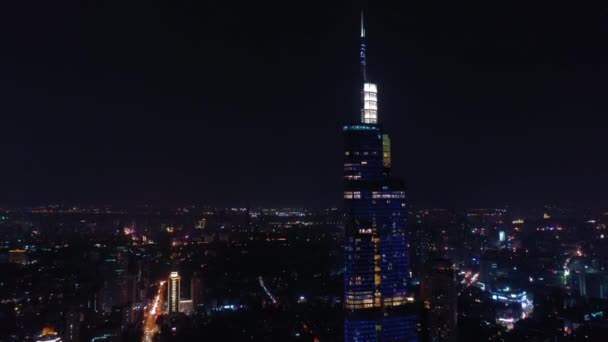 Nachtflug Über Den Stadtverkehr Von Nanjing Aus Der Luft Filmmaterial — Stockvideo