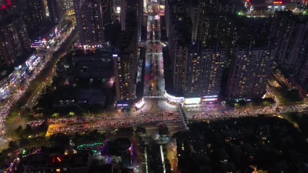 Noite Guangzhou Paisagem Urbana Industrial Panorama Aéreo Timelapse Imagens China — Vídeo de Stock