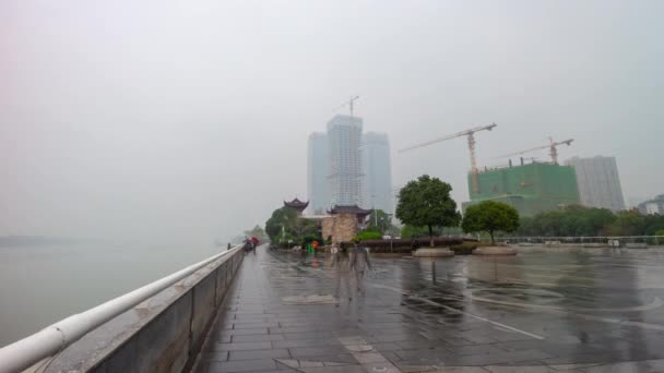 Дневное Время Changsha Центре Города Переполненный Трафик Улицы Перекрестка Воздушных — стоковое видео