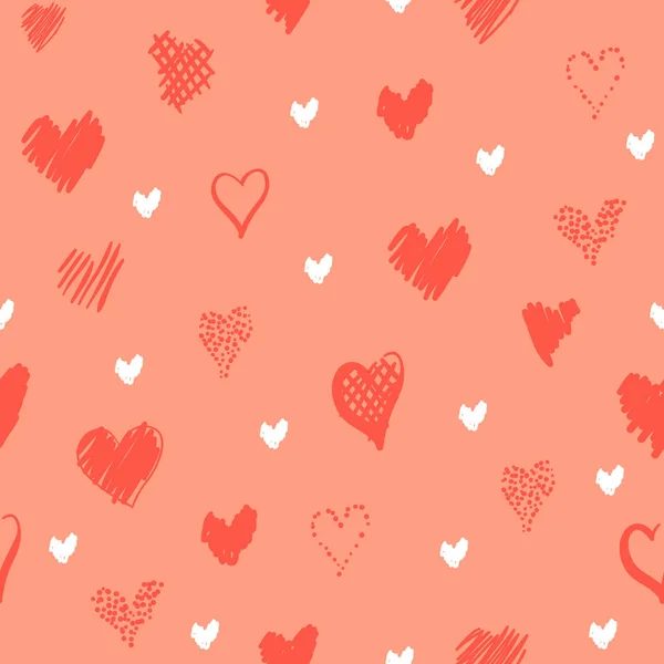 Patrón romántico con corazones — Vector de stock