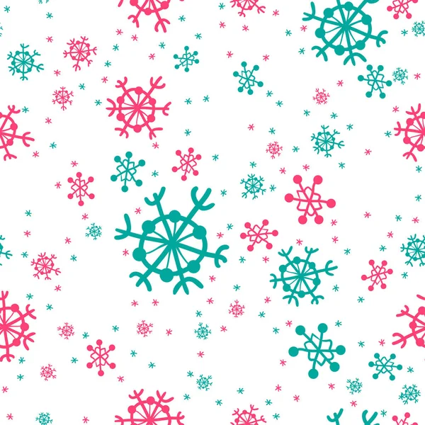 Patrón sin costuras de copos de nieve — Vector de stock