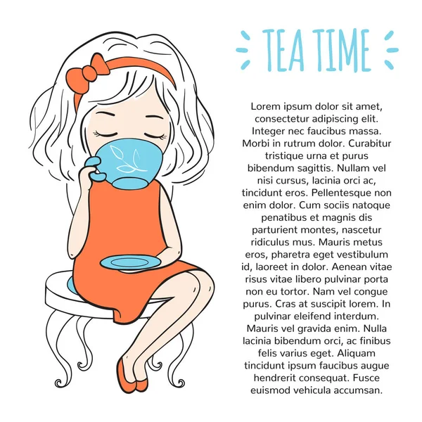 Modèle de temps de thé — Image vectorielle