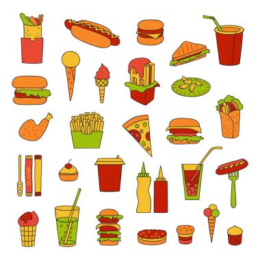 Fast food büyük vektör set
