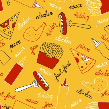 Sarı bir arka plan üzerinde Fast food