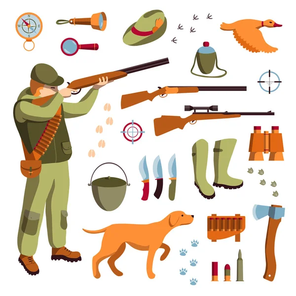 Vector set of hunting — Stock Vector