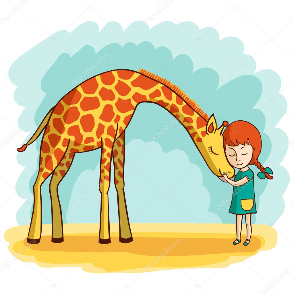 Girl and giraffe