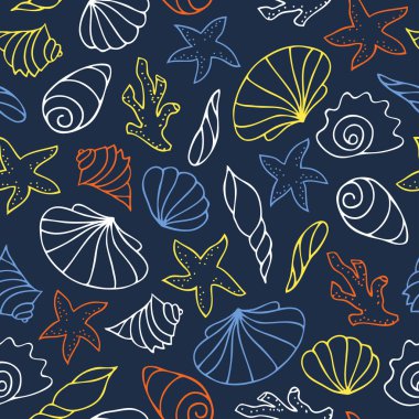 Deniz kabuklarını vektör seamless modeli