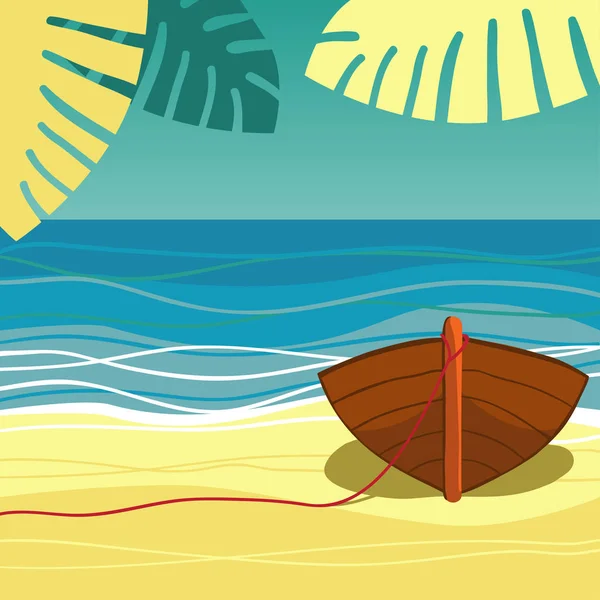Човен на пляжі — стоковий вектор