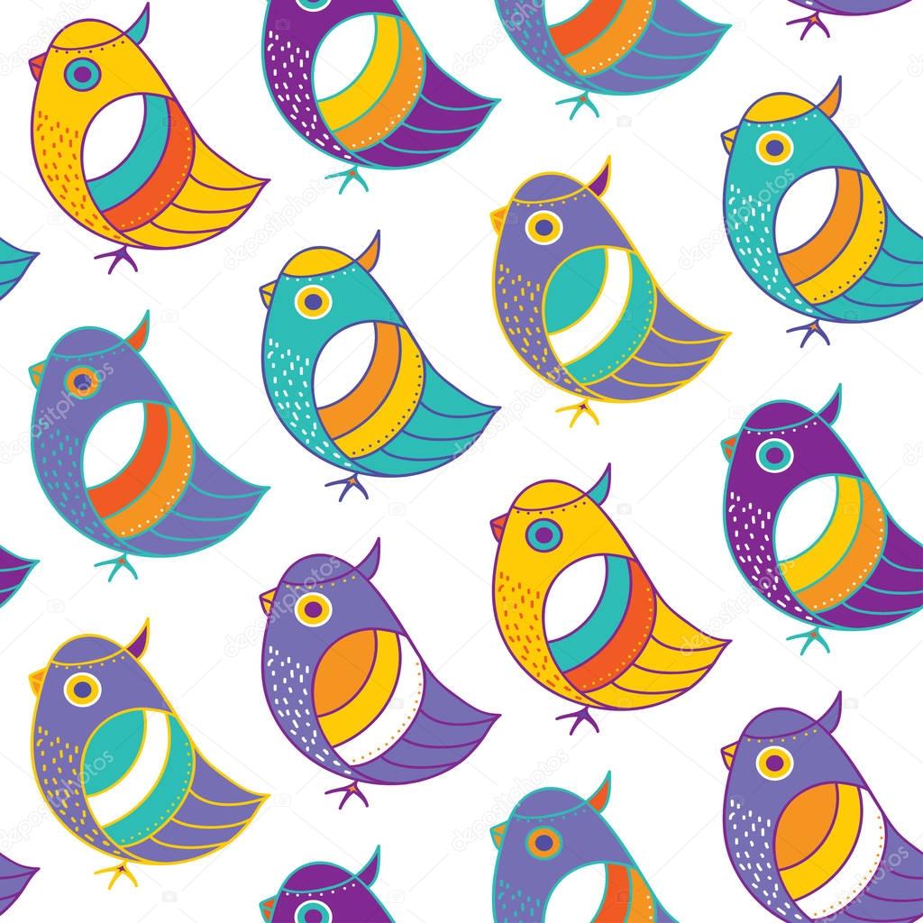 Seamless pattern with birds