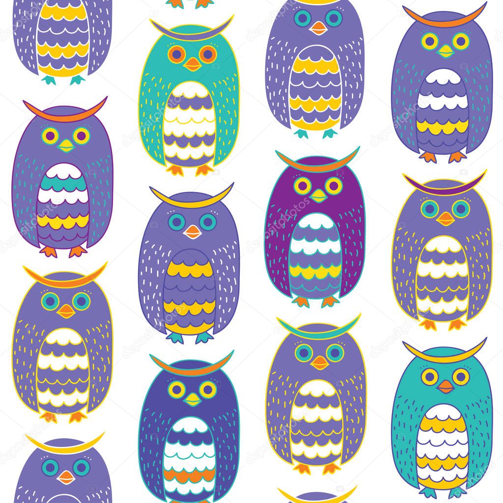 Seamless pattern with owls