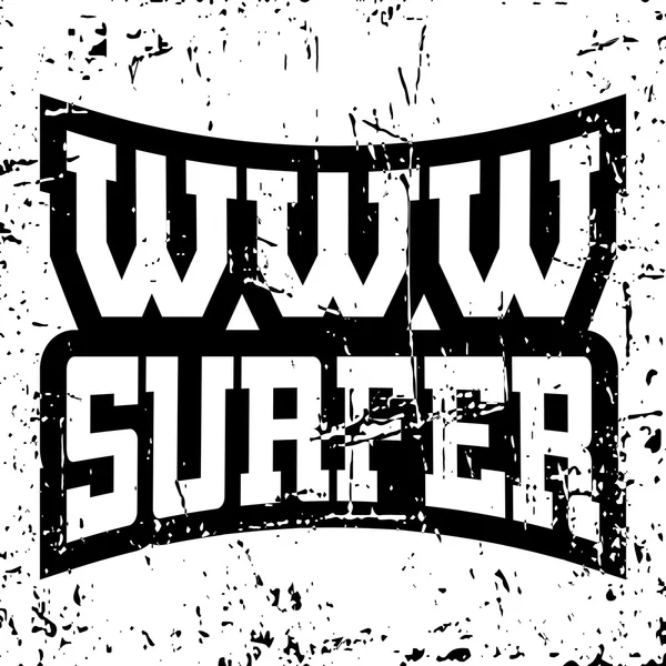 WWW Surfer T-Shirt Typografie Grunge — Stockvektor