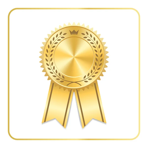 Premio cinta de oro icono corona corona de laurel — Vector de stock