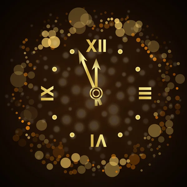 Feliz ano novo fundo relógio de ouro —  Vetores de Stock
