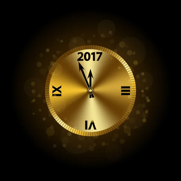 Happy New Year background gold clock — Stock Vector