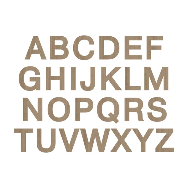 Houten vector alfabet. ABC vector houten geïsoleerde letters voor desogn. Nieuwe natuur oude houten typografie. Decoratieve houten lettertype. Vectorillustratie. — Stockvector