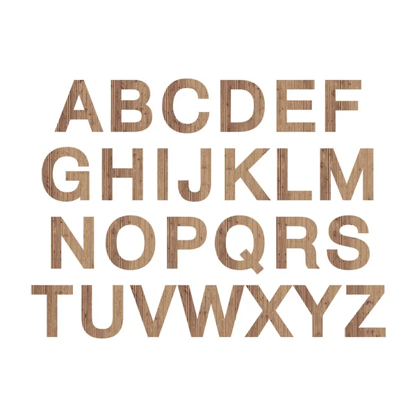 Houten alfabet voor ontwerp. ABC vector hout geïsoleerd brieven. Nieuwe natuur oude houten typografie. Decoratieve houten lettertype. Vectorillustratie. — Stockvector