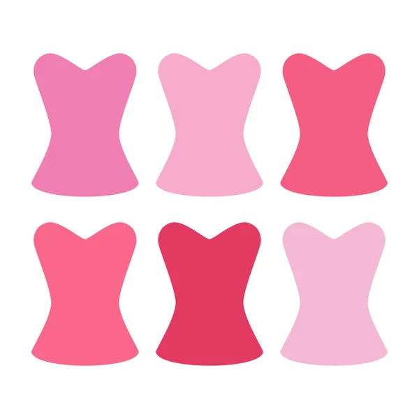 Mulher rosa espartilhos coleção. Silhueta simples e minimalista.. Estilo plano. Corslet feminino rosa - elemento de moda. Ilustração vetorial . —  Vetores de Stock