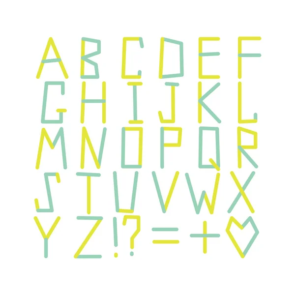 Современный алфавит. Геометрические буквы ABC. Современный творческий шрифт. Многоцветная типография. Сломанные буквы ABC. Новый векторный шрифт . — стоковый вектор