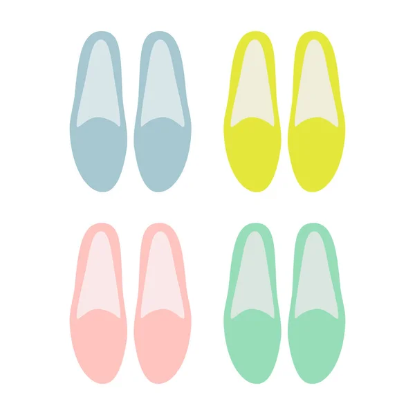 Multicolored summer moccasins. Simple and minimalistic. Vector illustration. — Stock Vector