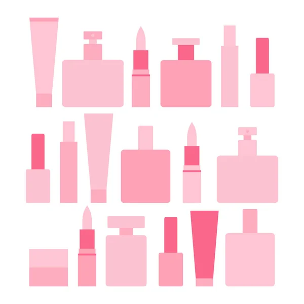 Pink cosmetics collection. Vector illustration.