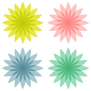 Geometrik mod parlak çiçekler. İzole vektör çizim.