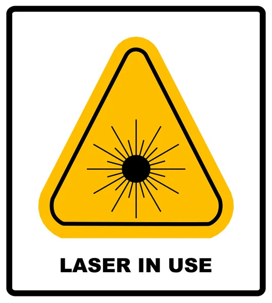 Danger laser radiation Class I symbol in yellow triangle isolated on white with text — Stock Vector