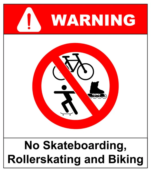 No hay rótula, scooter, patinador, patinador o rótulos de patinaje en círculo de prohibición roja. Ilustración vectorial . — Vector de stock