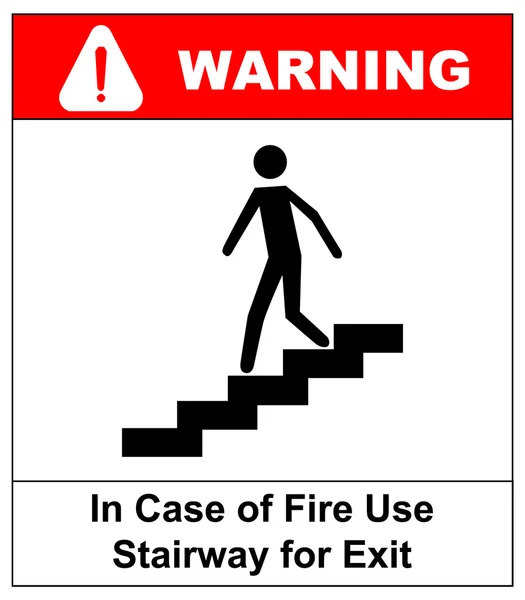 Im Brandfall Treppe als Fluchtweg nutzen. Vektorsymbol — Stockvektor