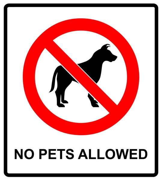 No pet allowed sign illustration vector no dogs, please, warning sticker for public places isolated on white red circle — Stock Vector