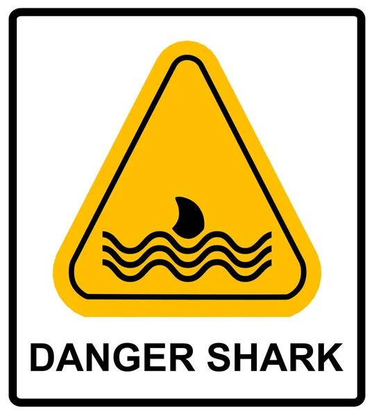 Illustration d'une icône de signal de danger avec une nageoire de requin — Image vectorielle