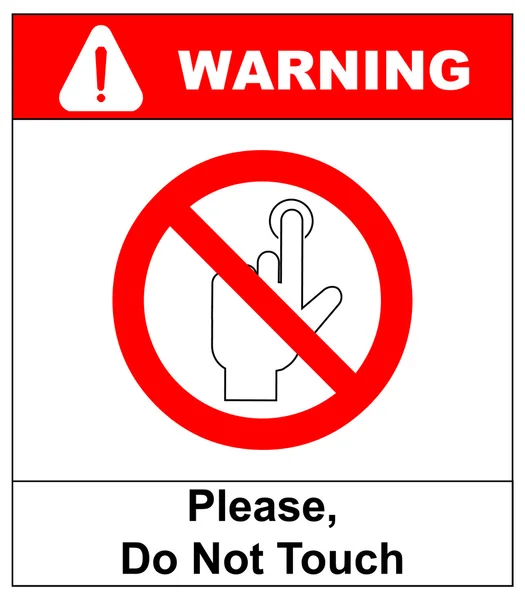 Niet aanraken, sticker. Vector waarschuwing banner geen touchscreen, — Stockvector