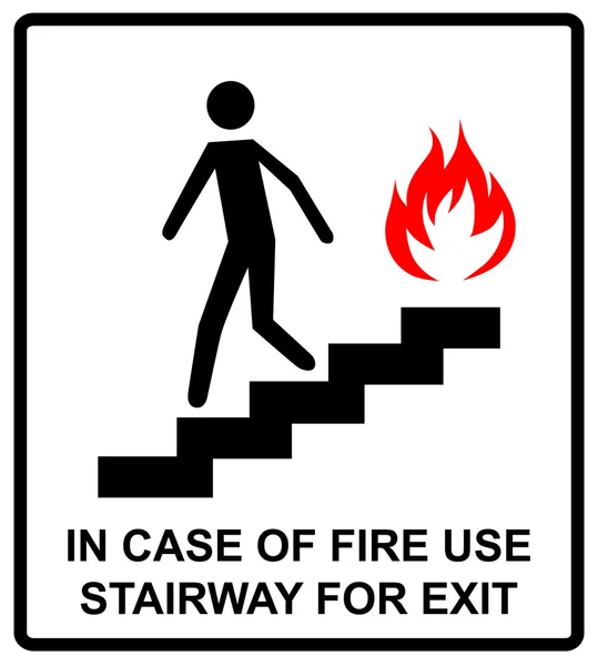 In caso di incendio utilizzare scale per il segnale di uscita. simbolo vettoriale — Vettoriale Stock