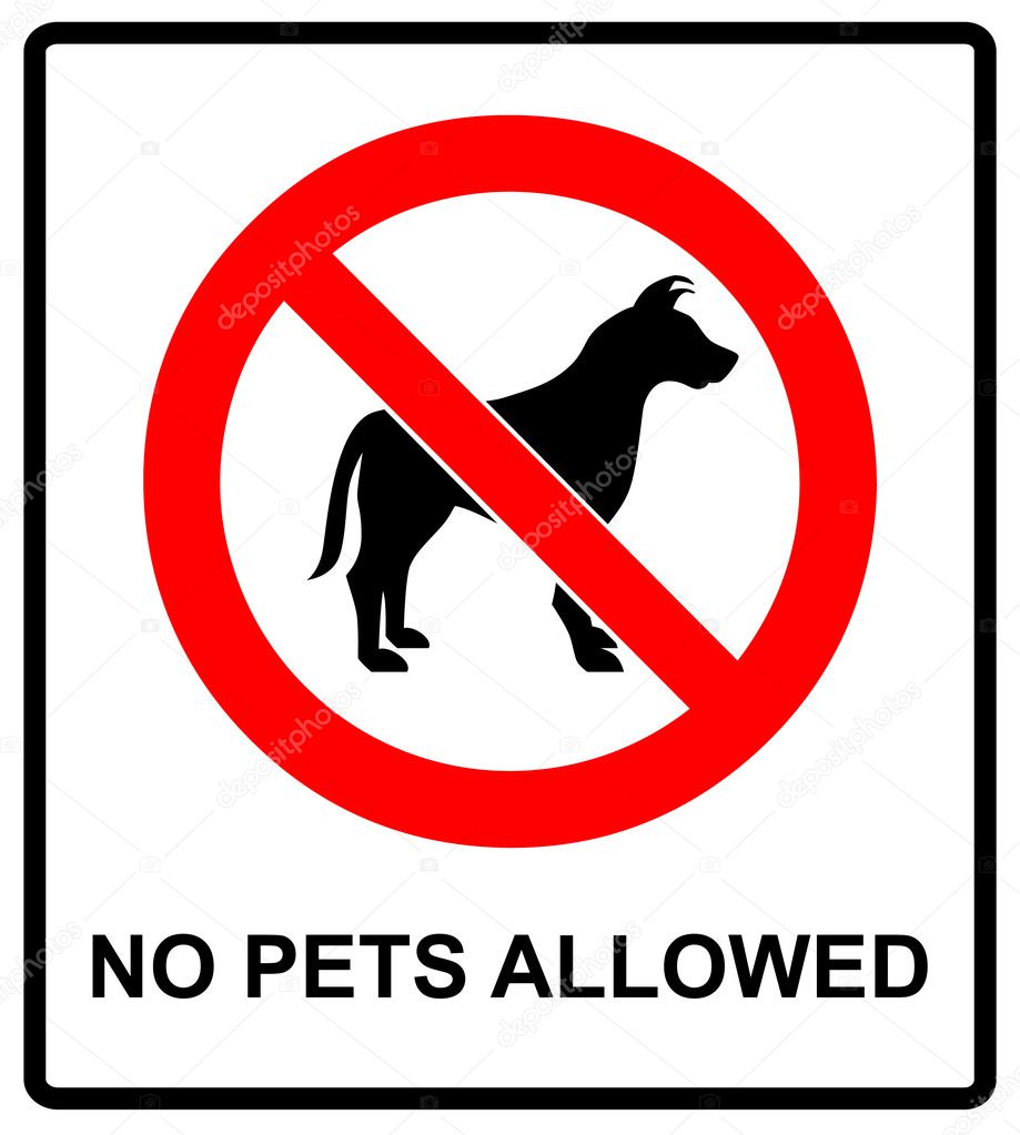 no pet allowed sign illustration vector no dogs, please, warning sticker for public places isolated on white red circle