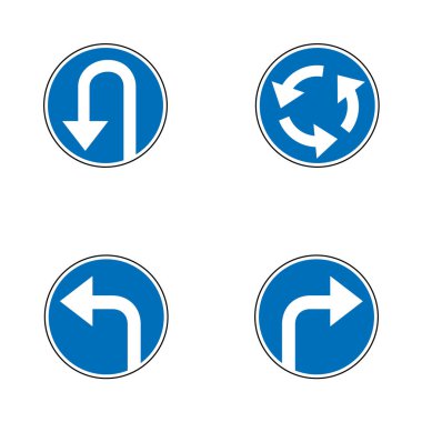 değişik-in u dönüşü yasak set - beyaz arka plan üzerinde yol işaret izole. tasarımınız için balık gözü, basit ve grunge simgeler grubu. vektör çizim.