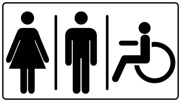 Vector mens and womens disabled restroom signage set - men 's, boy' s, women 's printable restroom, toilette signs — стоковый вектор