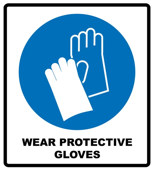 Guantes de desgaste - Señal de seguridad, Señal de advertencia — Vector de stock