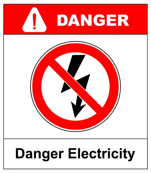 High Voltage Sign. Danger symbol. Black arrow isolated in yellow triangle on white background. Warning icon. Vector illustration — Stock Vector