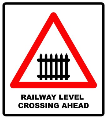 Trafik işareti hemzemin geçit bariyer ile devam. Vektör çizim.