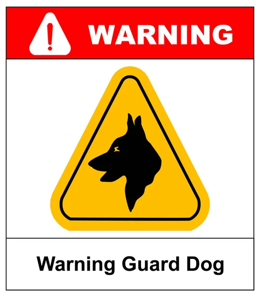 Amarelo triângulo preto Warning Guard Dogs On Duty Text Sign, isolado —  Vetores de Stock