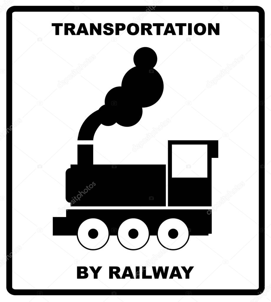 Passenger and cargo transportation by sea, railways, aircraft, trucks- vector illustration. Cargo shipping banner for box. Vector illustration. Black silhouette isolated on white