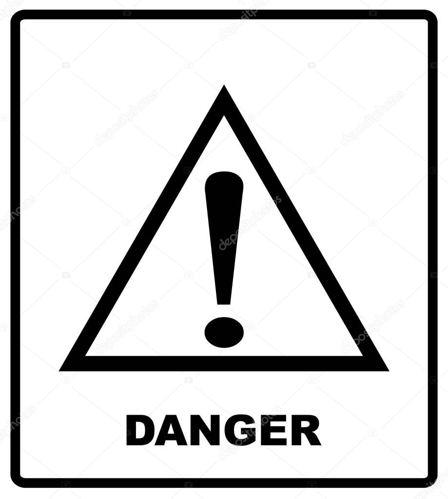 Warning sign icon, isolated on white background, vector illustration. Cargo shipping banner for box. Vector illustration. Black silhouette isolated on white. Packaging symbol in flat style.