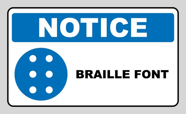 Icono de Braille, estilo simple. Símbolo azul obligatorio para lugares públicos. Banner obligatorio e informativo. Ilustración vectorial — Archivo Imágenes Vectoriales