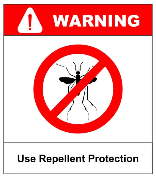 Advertencia, señal prohibida con mosquito con. Detener el virus del Zika. Detener la malaria. Detener el dengue . — Vector de stock