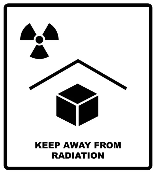 Ilustracja wektorowa tekstu promieniowanie rentgenowskie znak - przechowywać z dala od promieniowania - pakiet. Etykieta opakowania. Czarne sylwetki, odrestaurowany płaski — Wektor stockowy