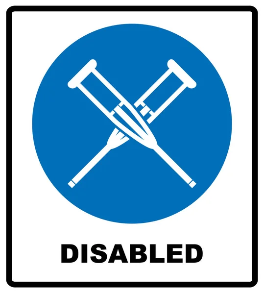 Béquilles de santé icône plat. Illustration symbole de signe vectoriel isolé. icônes handicapées, demander de l'aide. Bannière d'avis pour les lieux publics. Obligatoire — Image vectorielle
