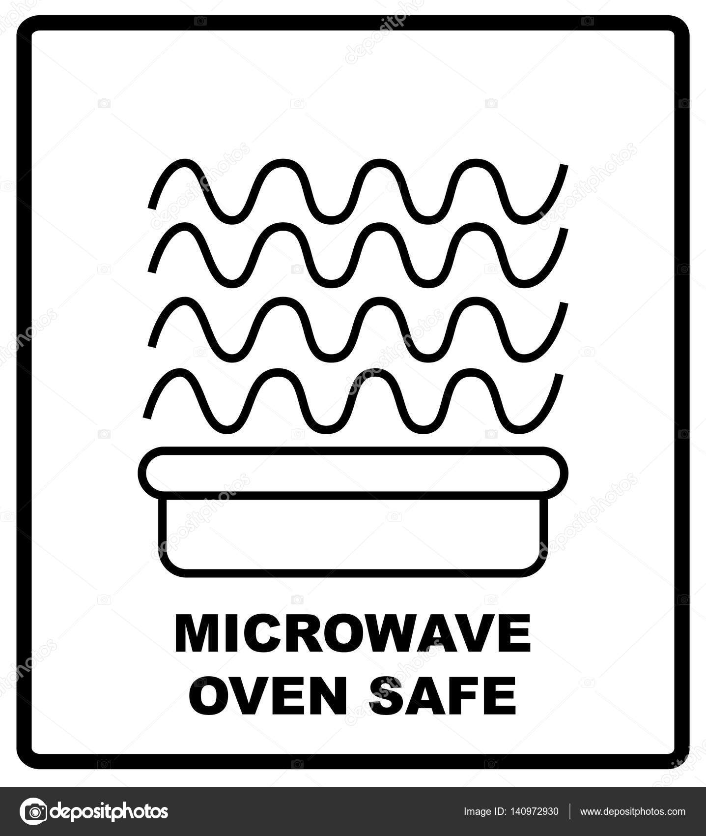 Forno a microonde sicuro simbolo, illustrazione vettoriale isolato. Simbolo da utilizzare nella progettazione di layout del pacchetto. Per l'uso su scatole di cartone, pacchetti e pacchi â€” illustrazione stock