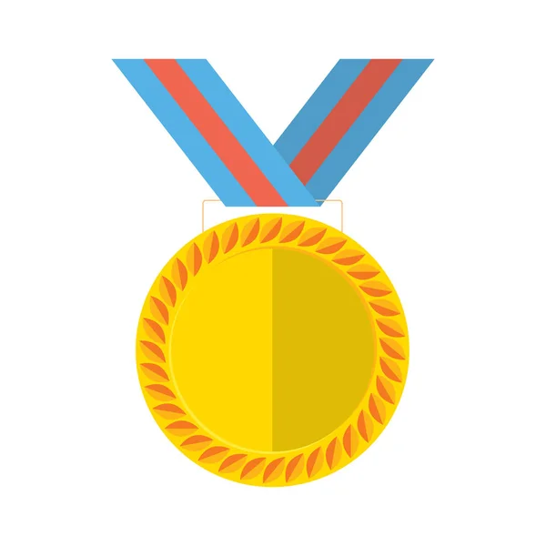 Médaillon d'or isolé sur fond blanc. Prix d'or pour la première place. Médaille d'or icône plate isolée sur blanc. Illustration vectorielle pour paquetage, web, motifs — Image vectorielle