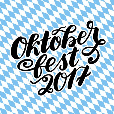 Oktoberfest 2017 çizilmiş yazı ver. Vektör illüstrasyon izole beyaz yazı. Geleneksel Alman Oktoberfest bier Festivali için şablon.