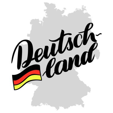 Deutschland bayrak ile çizilmiş yazı ver. Vektör illüstrasyon izole beyaz yazı. Geleneksel Alman Oktoberfest bier Festivali için şablon